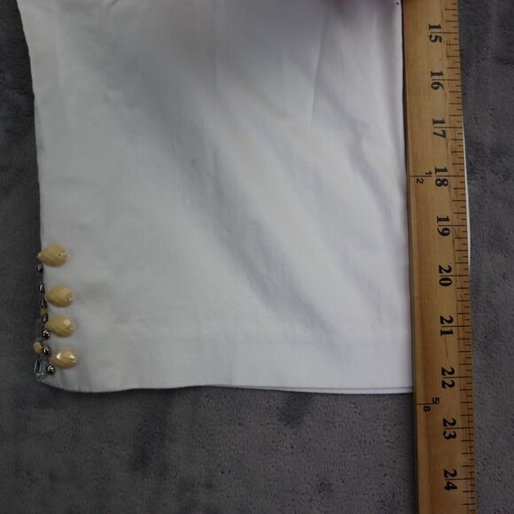 Ruby Rd Pants Womens 14 White Ankle High Rise Elastic Waist Stretch Hook Eye - Picture 5 of 16